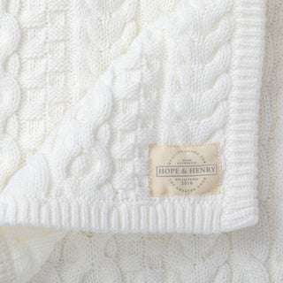 Eyelet Organic Romper & Cable Knit Blanket Gift Set
