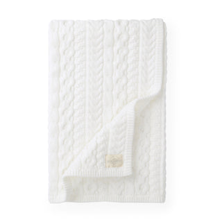 Linen Ruffle Collar Dress & Cable Knit Blanket Gift Set