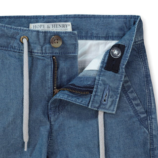 Chambray Rolled Cuff Pant With Drawstring - Hope & Henry Boy