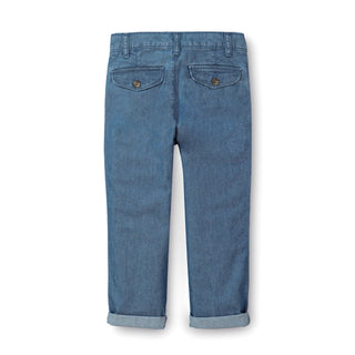 Chambray Rolled Cuff Pant With Drawstring - Hope & Henry Boy