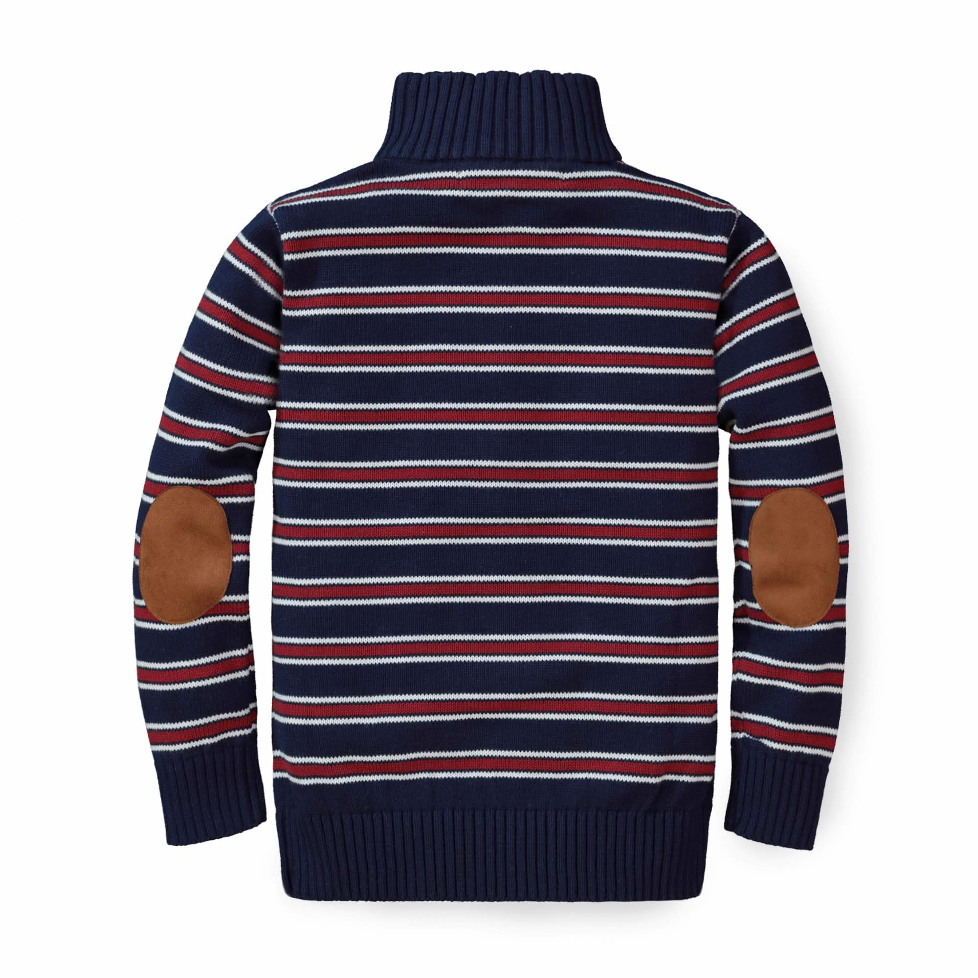 Turtleneck Sweater Suede Elbow Patch Sweater Half Zip Pullover