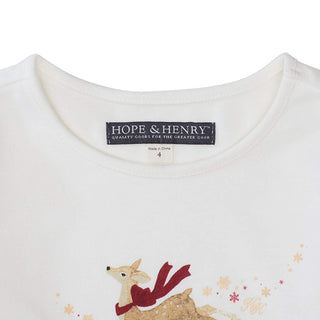 Ivory Deer Long Sleeve Graphic Tee - Hope & Henry Girl