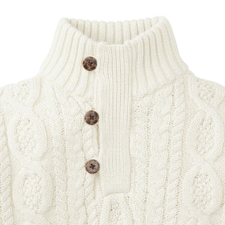 Mock Neck Cable Sweater with Buttons - Hope & Henry Boy