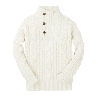 Mock Neck Cable Sweater with Buttons - Hope & Henry Boy