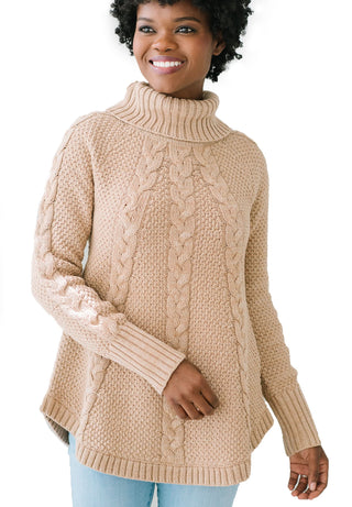 Chunky Cable Knit Raglan Sweater - Hope & Henry Women