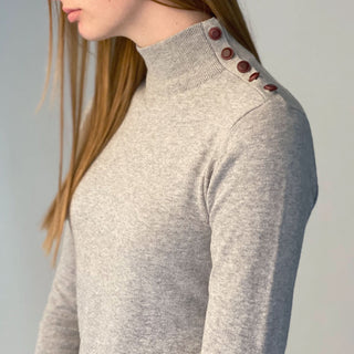 Mock Neck Sweater Dress with Button Detail - Hope & Henry Women