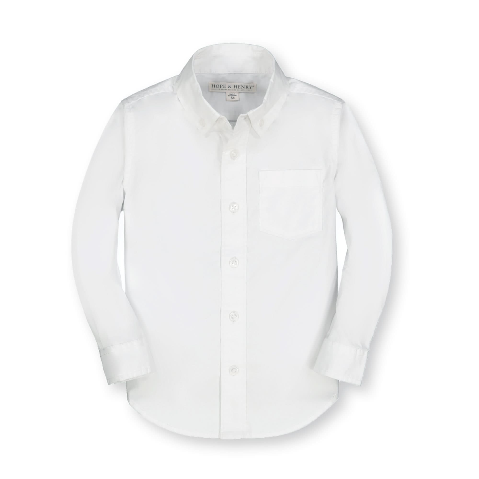 Hope & Henry Boys' Stretch Poplin Button Down Shirt (Bright White, Large)