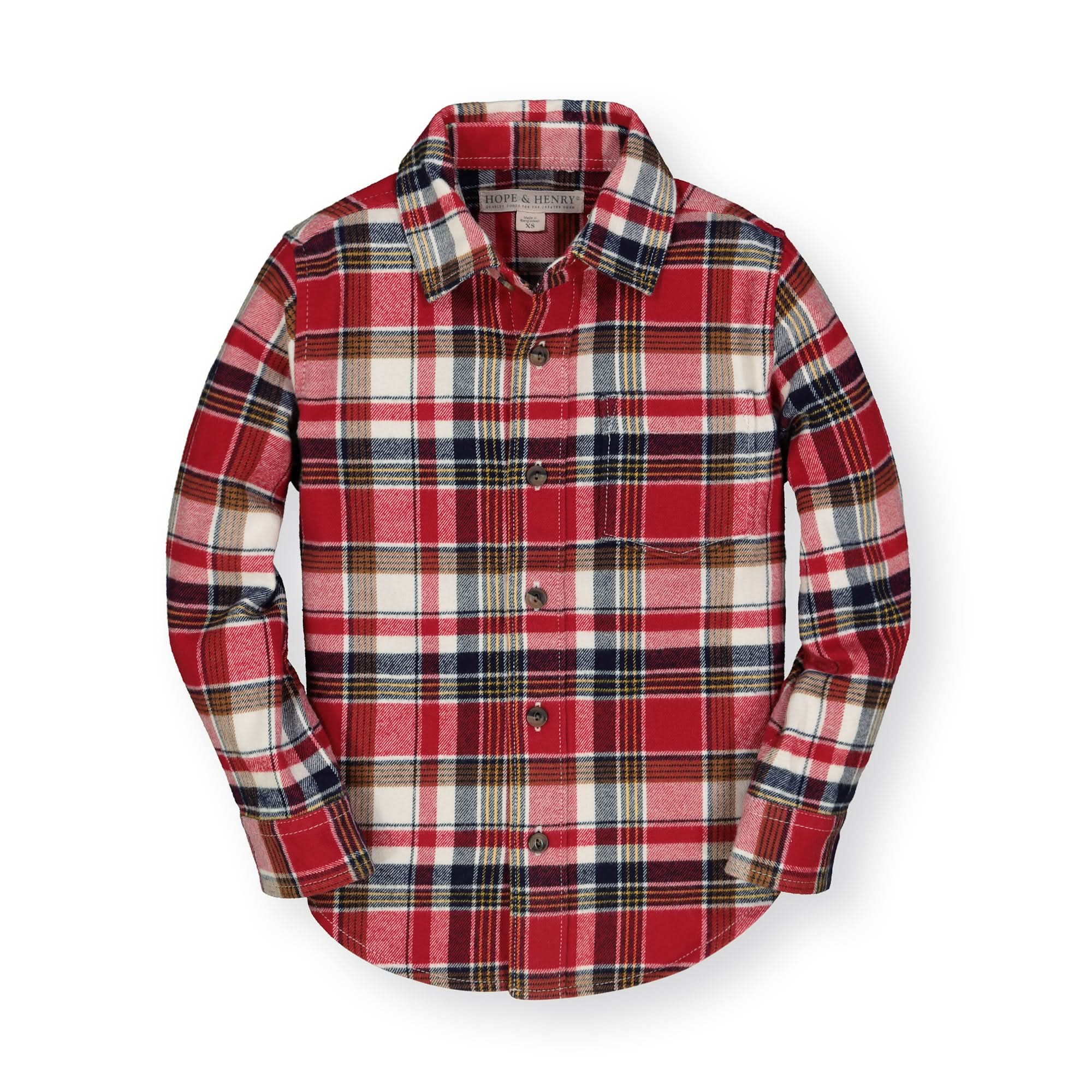 Hope & Henry Boys' Brushed Flannel Button Down Shirt (Red Collegiate Plaid, 3-6 Months) Hope & Henry Boys' Brushed Flannel Button Down Shirt (Red Collegiate Plaid, 3-6 Months)