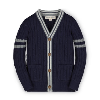 Cable Cardigan Sweater with Stripes - Hope & Henry Boy