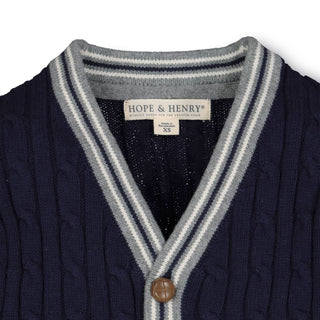 Cable Cardigan Sweater with Stripes - Hope & Henry Boy