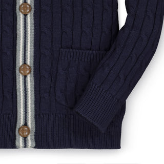 Cable Cardigan Sweater with Stripes - Hope & Henry Boy