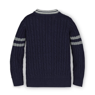 Cable Cardigan Sweater with Stripes - Hope & Henry Boy