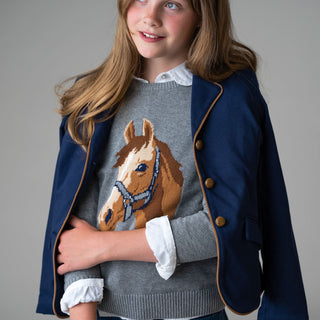 Horse Intarsia Pullover Sweater - Hope & Henry Girl