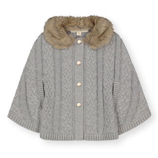 Cable Sweater Cape with Faux Fur - Hope & Henry Girl