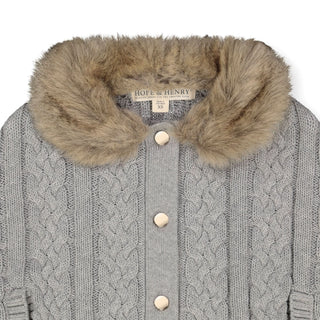 Cable Sweater Cape with Faux Fur - Hope & Henry Girl