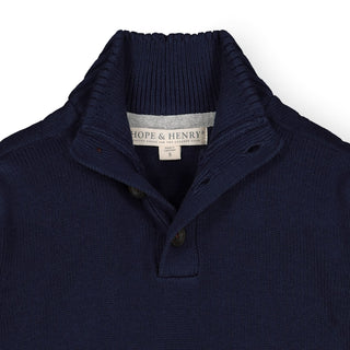 Mock Neck Button Placket Sweater - Hope & Henry Boy