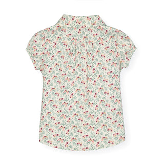 Ruffle Front Shirt with Puff Sleeves - Hope & Henry Girl