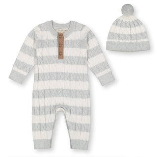 Sweater Henley Romper and Beanie Set - Hope & Henry Baby