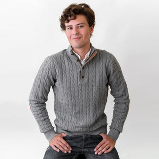 Half Zip Pullover Sweater with Elbow Patches - Hope & Henry Men