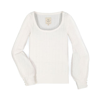 Scoop Neck Pointelle Sweater - Hope & Henry Women