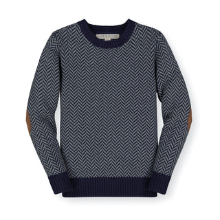 Crewneck Pullover Sweater with Elbow Patches - Hope & Henry Boy