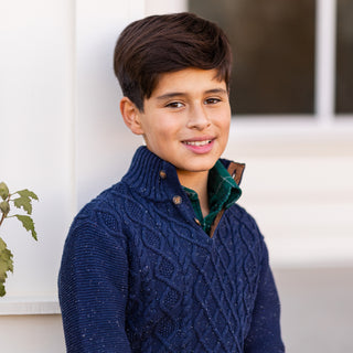 Mock Neck Cable Sweater - Hope & Henry Boy