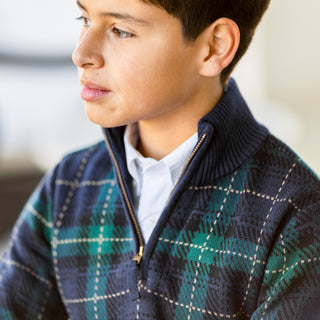 Half Zip Sweater with Elbow Patches - Hope & Henry Boy