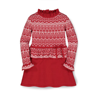 Fair Isle Ruffle Edge Sweater Dress - Hope & Henry Girl