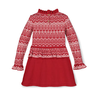 Fair Isle Ruffle Edge Sweater Dress - Hope & Henry Girl