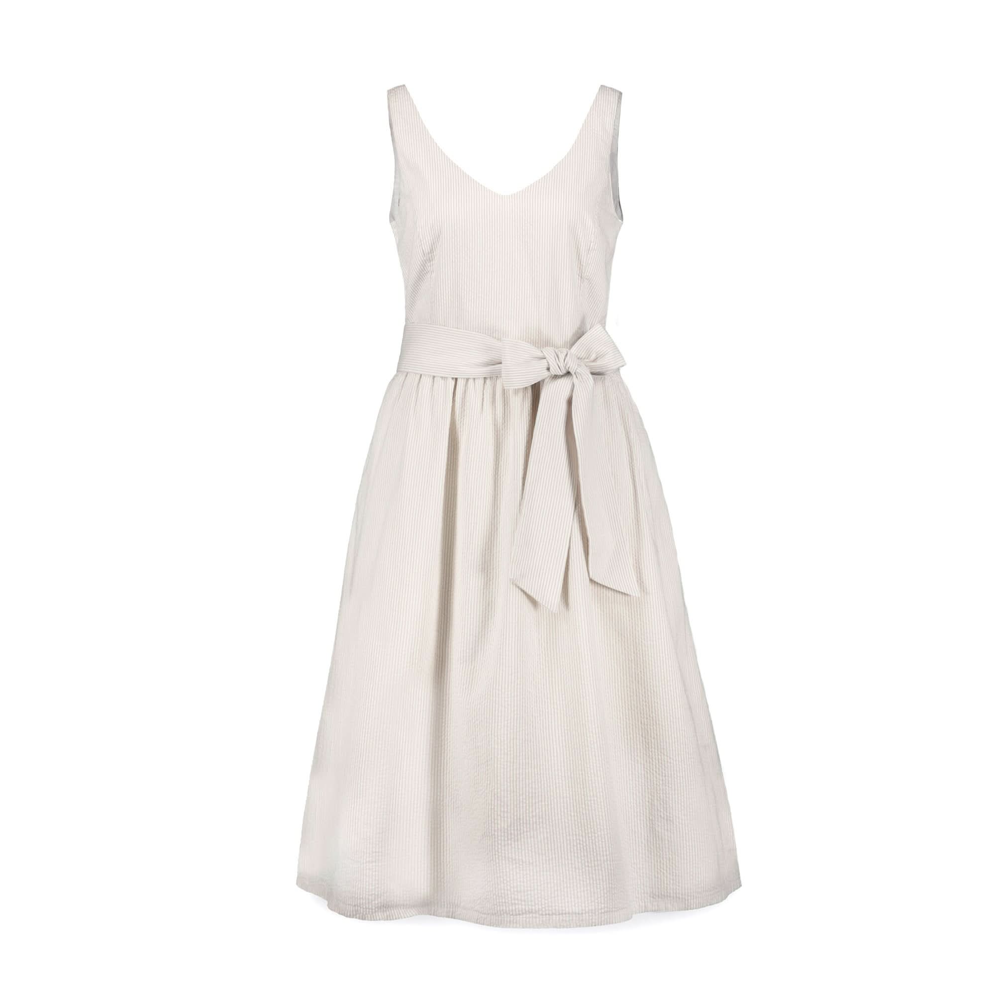 Hope & Henry - Womens A-Line Organic Dress with Sash - 10 / Taupe Seersucker Hope & Henry - Womens A-Line Organic Dress with Sash - 10 / Taupe Seersucker