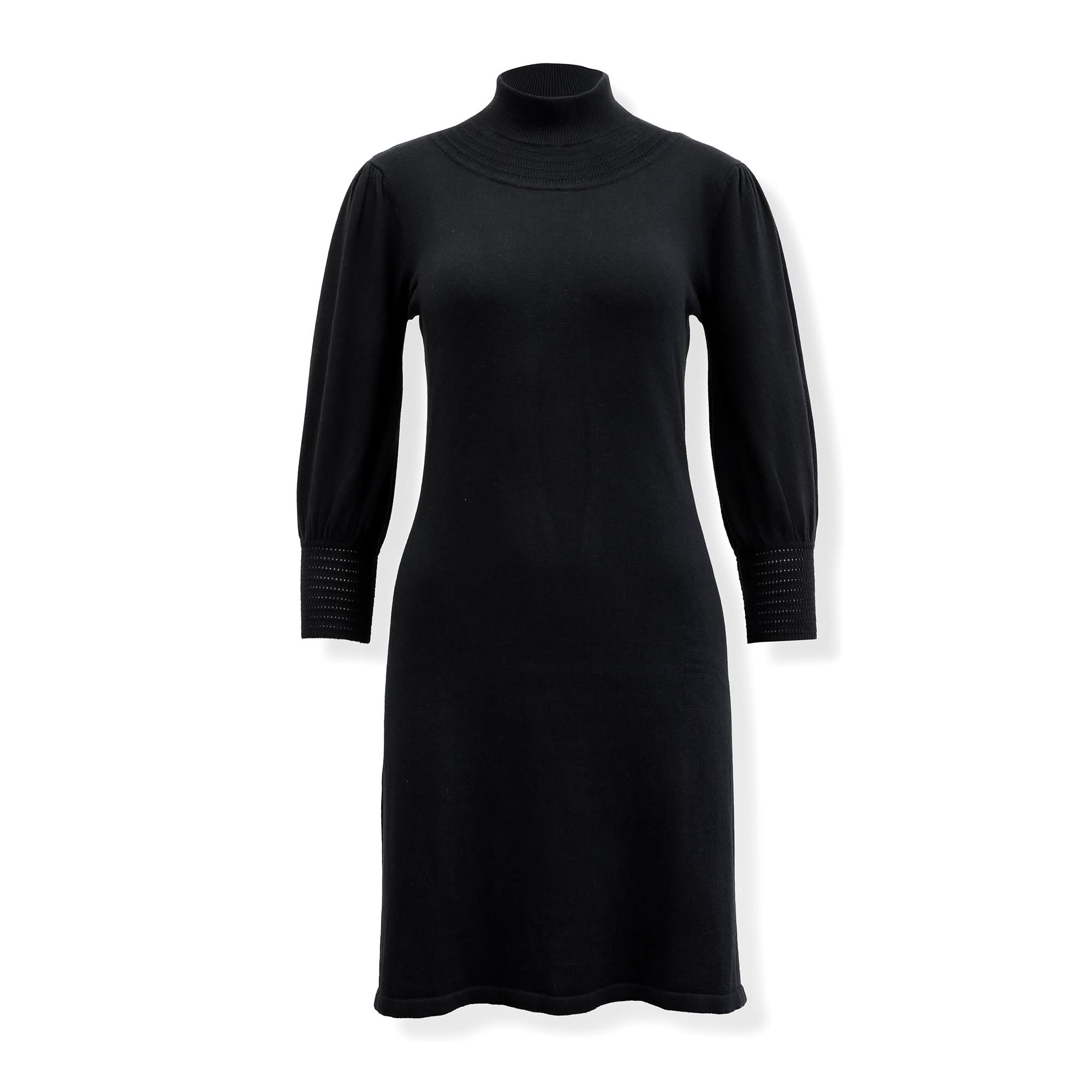 Hope & Henry - Womens Mock Neck Puff Sleeve Sweater Dress - 8 / Black Hope & Henry - Womens Mock Neck Puff Sleeve Sweater Dress - 8 / Black