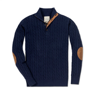 Mock Neck Sweater with Elbow Patches - Hope & Henry Men