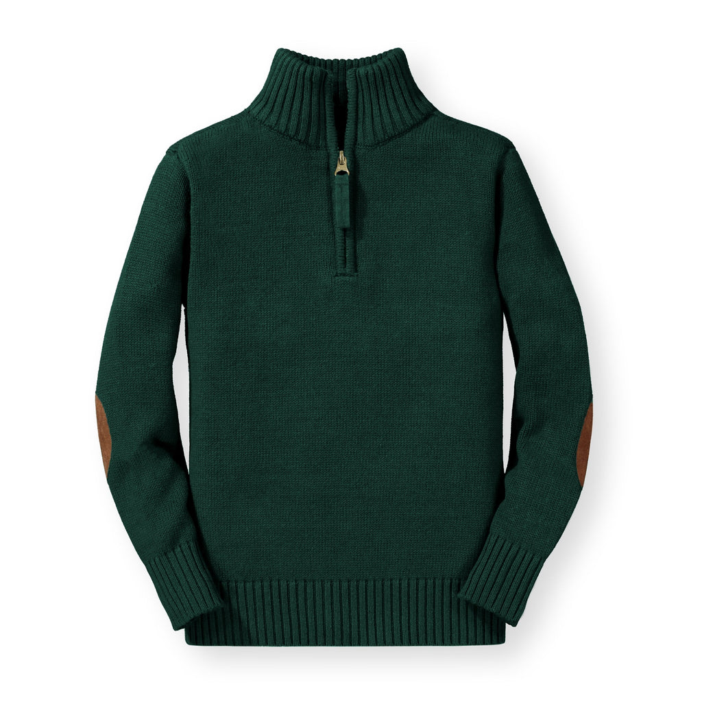 Organic Half Zip Pullover Sweater with Elbow Patches | Hope & Henry Boy
