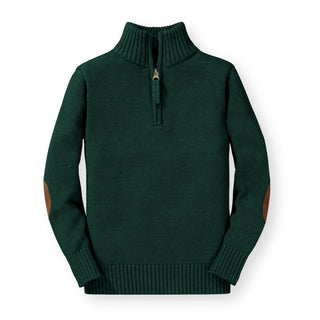 Half Zip Pullover Sweater with Elbow Patches