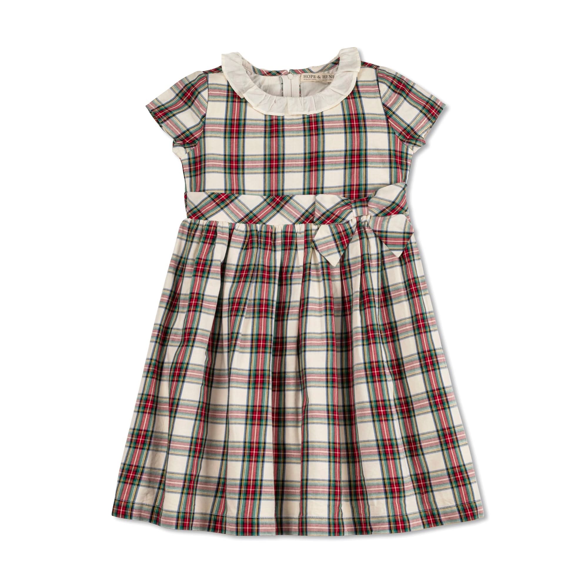 Hope & Henry - Girls Ruffle Collar Organic Party Dress - 4 / Ivory Holiday Tartan Hope & Henry - Girls Ruffle Collar Organic Party Dress - 4 / Ivory Holiday Tartan