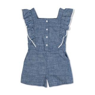 Button Front Ruffle Romper - Hope & Henry Girl