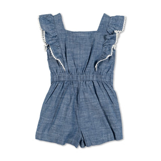 Button Front Ruffle Romper - Hope & Henry Girl