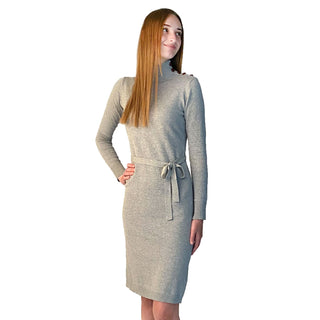 Mock Neck Sweater Dress with Button Detail - Hope & Henry Women