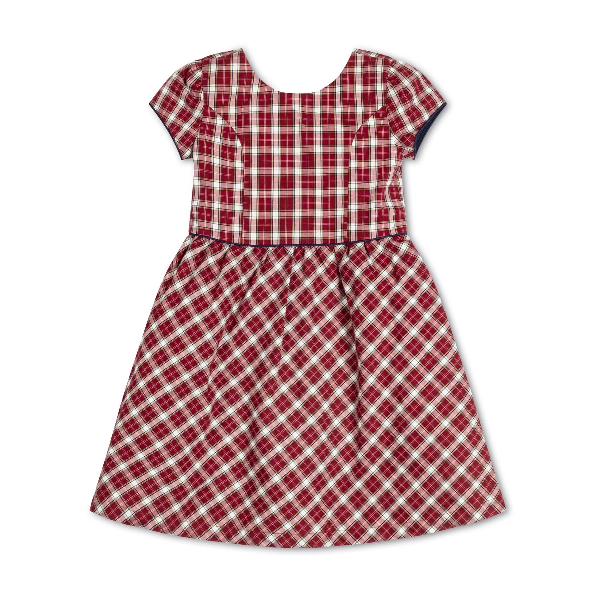 hope and henry red dress Hope & Henry Toddler Girls Short Sleeve Button Back Schoolgirl Dress - Dark Red Collegiate Check