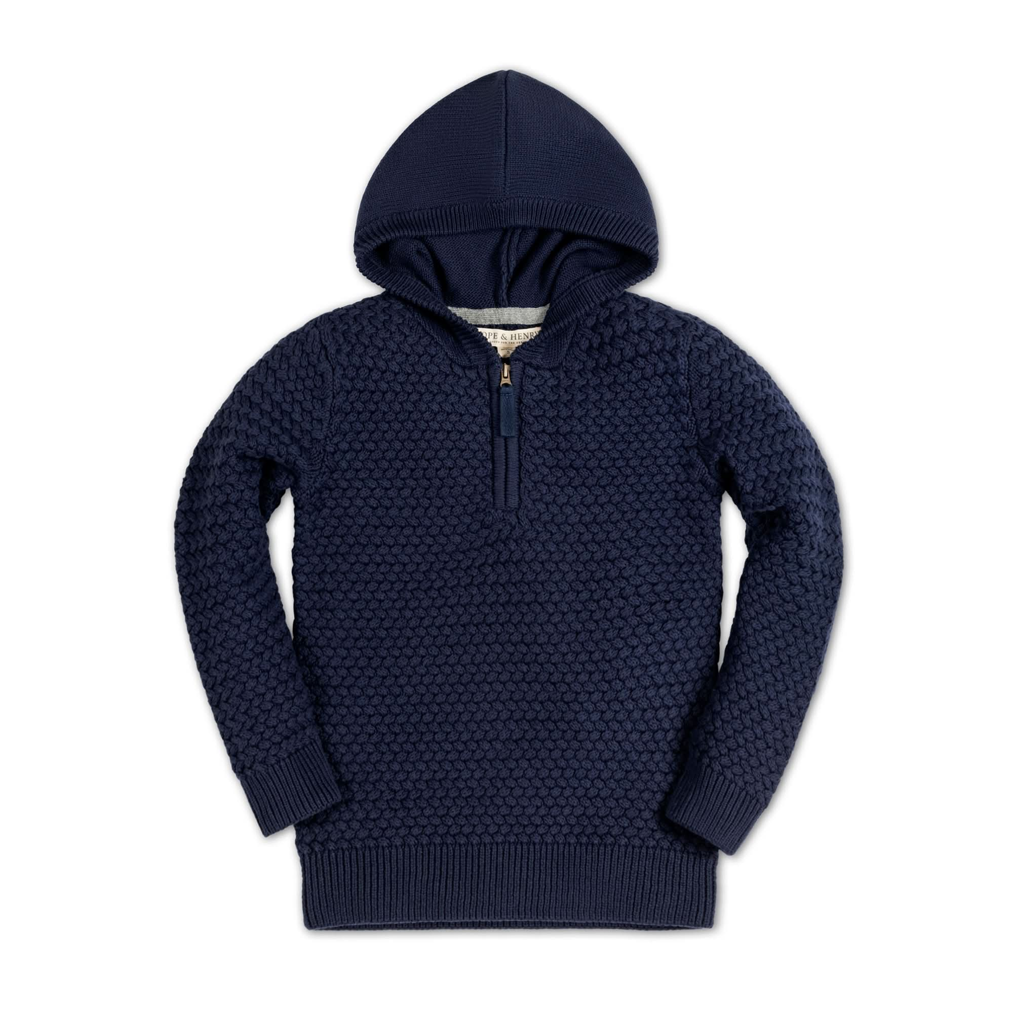 Hooded Half Zip Sweater | Hope & Henry Boy