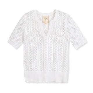 V-Neck Pointelle Sweater - Hope & Henry Women