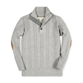 Mock Neck Cable Sweater with Elbow Patches