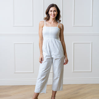 Smocked Button Front Jumpsuit