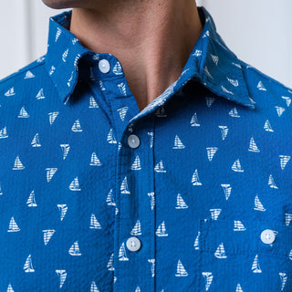 Seersucker Short Sleeve Button Down Shirt - Hope & Henry Men