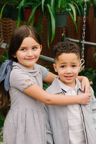 Peter Pan Collar Dress with Bow Sleeves - Hope & Henry Girl