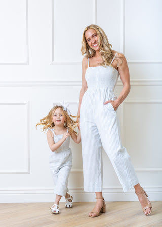 Organic Smocked Button Front Jumpsuit