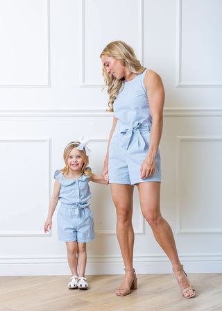 Ruffle Collar Button Front Romper - Hope & Henry Girl