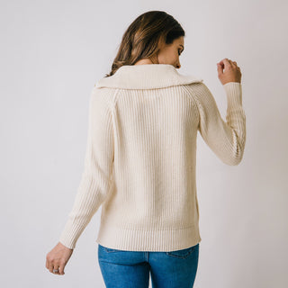 Fold Over Half Zip Sweater - Hope & Henry Women