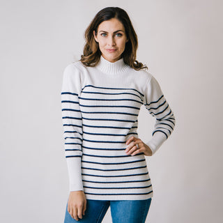 Mock Neck Breton Sweater - Hope & Henry Women