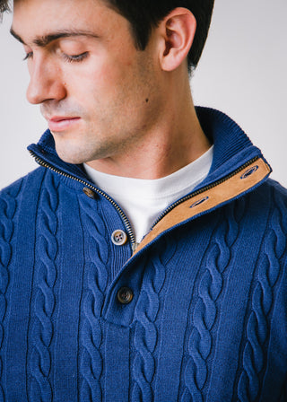 Mock Neck Sweater with Elbow Patches - Hope & Henry Men